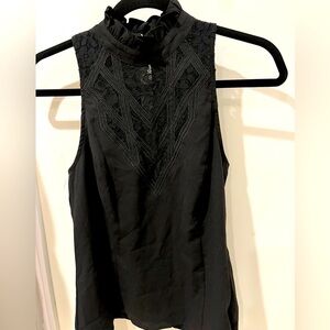 Black high neck lace detail top